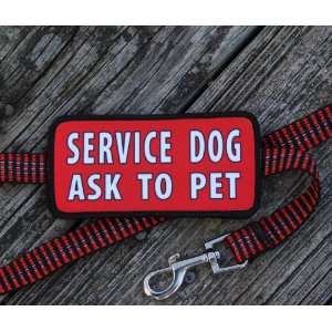 Red SERVICE DOG ASK TO PET Assistance Animal Velcro Double Sided Leash 