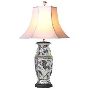  Leaf Motif Hexagonal Porcelain Vase Table Lamp
