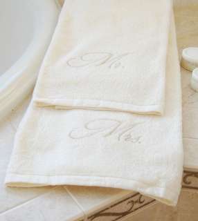 Mr Mrs Ivory Beach Bath Towels Wedding Honeymoon Gift  
