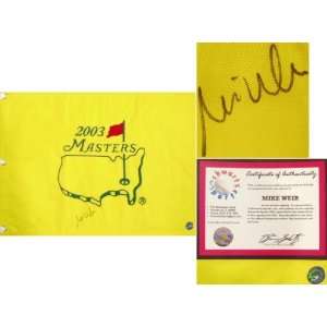  Mike Weir Signed 2003 Masters Golf Pin Flag: Sports 