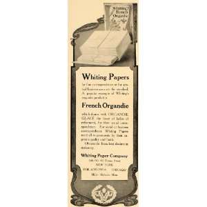  1907 Ad Whiting Paper French Organdie Glace Stationary 