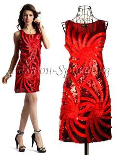   Flower Beading Sequined Vest Women Evening Party Prom Dress  