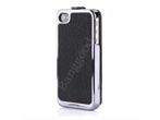 Deluxe Dual Use Flip Leather Chrome Hard Back Case Cover For iPhone 4S 