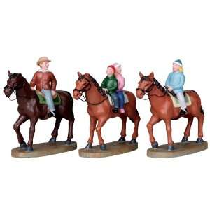  Lemax Vail Village Horseback Family Set of 3 Table Pieces 