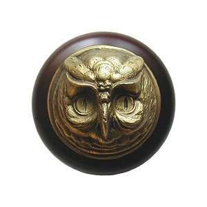  Wise Owl Walnut Cabinet Knob, Antique Brass: Home 