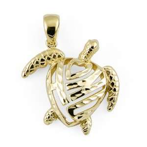  Honu Turtle Pendant in 14K Yellow Gold   Small: Maui Divers 