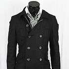 Slim Fit Melton Wool Casual Breasted Double Jacket Trench PEA Coat 
