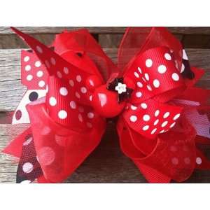  Red Minnie Mouse Boutique Hair Bow: Office Products