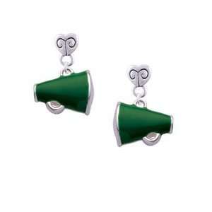  Small Green Megaphone Mini Heart Charm Earrings: Arts 