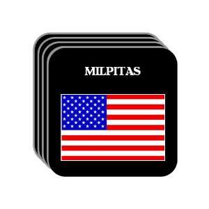 US Flag   Milpitas, California (CA) Set of 4 Mini Mousepad Coasters