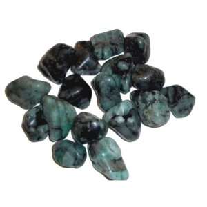   15 Polished Emerald Tumbled Stones   Heart Love Healing Crystal Energy