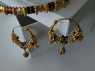22K Enamel Bracelet / Earring Set  