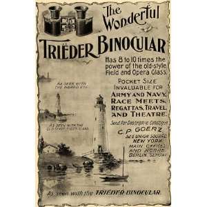 1898 Ad Trieder Binocular Army Navy Travel Goerz Eye   Original Print 