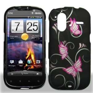  HTC Amaze 4G Rubberized Purple Butterfly Case Cover Protector (free 