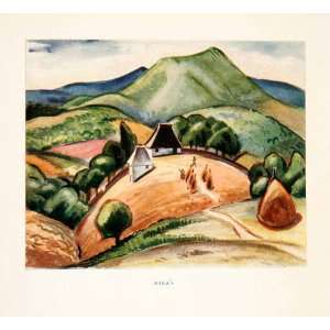  1925 Color Print Mikas Home Landscape Farm Balkan 