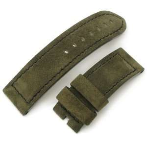  24mm Vintage Military Green Suede Calf Watch Strap 