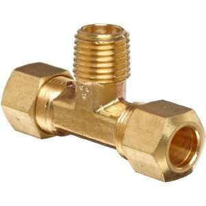 Anderson Metals Brass Tube Fitting, Tee, 3/8 Compression x 1/4 