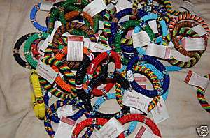 Colorful Maasai Bangle Bracelets  Fair Trade 7.5 in.  