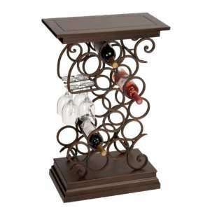 Metal Wood Rack With Glass & Wine Holder.:  Kitchen 