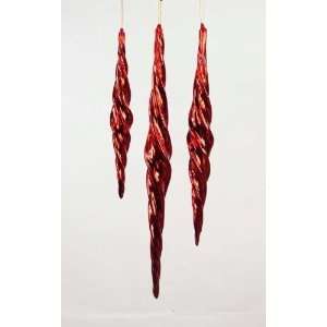   Traditions Red Twisted Icicle Glass Ornaments 19