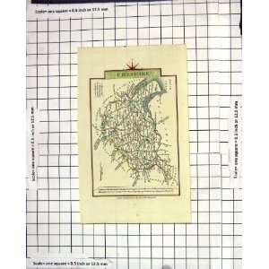  Antique Map Cheshire England Chester River Dee Mersey 