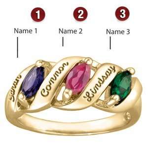  Melodic Marquis 10kt Yellow Gold Mothers Ring Jewelry
