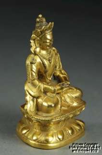 Chinese Tibetan Miniature Gilt Bronze Figure of Seated Buddha, 19th 