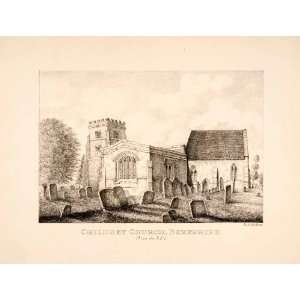  1843 Zinc Lithograph Childrey Church Relton Cemetery 