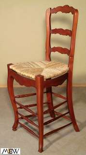 Mahogany Ladder Back Barstool W/ Hand Woven Rush Seat  