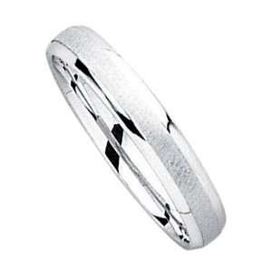    18K White Gold Matt & Polished Wedding Band Ring   Size 9 Jewelry