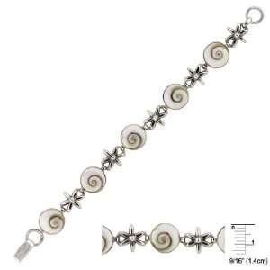   and Flower Links Bracelet in Sterling Silver and Eye of Shiva Shell