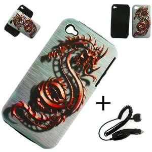  iPhone 4 / 4s HYBRID (2 IN 1) CASE RUBY RED DRAGON STEEL COVER CASE 
