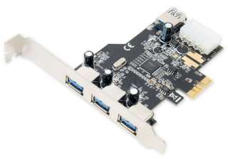   PCI Express Card, 3+1 Ports, Power Connector, free Low Profile bracket