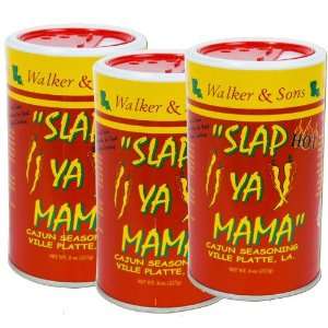 Slap Ya Mama Hot   THREE (3) 8oz Canisters  Grocery 