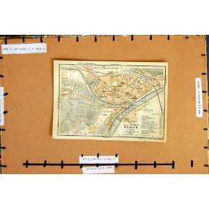  Map 1930 Colour Street Plan Namur River Meuse Citadelle 