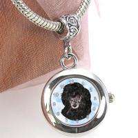 Black Poodle Silver Bracelet European Bead Watch EBA122  