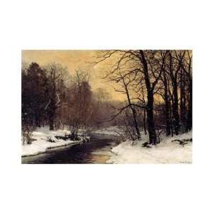 Anders Andersen lundby   A Winter River Landscape Giclee  