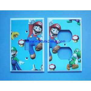 2pc New Handcrafted Mario Luigi Nintendo Light Switchplate w/ Matching 