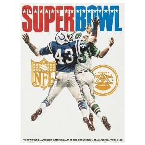 Canvas 22 x 30 Super Bowl III Program Print   1969, Jets vs Colts 