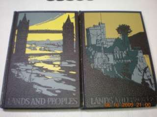 LANDS AND PEOPLES 7 VOLUME SET THE GROLIER SOCIETY 1953  