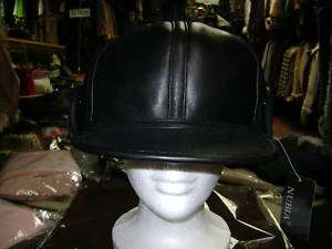 Black Lamb Leather Hat w/ Sheepskin fur lining  