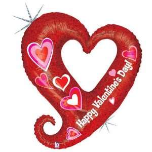  Happy Valentines Day Linky Heart Holographic 37 Mylar 