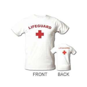  LIFEGUARD T SHIRT FRONT AND BACK   WHITE   LARGE 