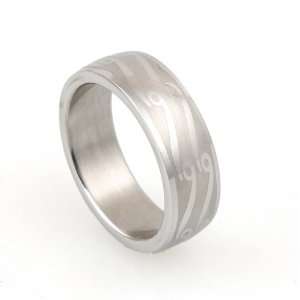 316L Stainless Steel Ring with Lasercut Design  Width 6mm   Size 10
