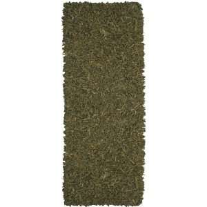    Green Leather Shag 2.5x12 Rug with 