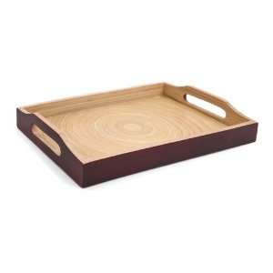 : Bamboo and Lacquer. No Hot Foods or Liquids. Burgundy Serving Tray 