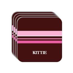 Personal Name Gift   KITTIE Set of 4 Mini Mousepad Coasters (pink 
