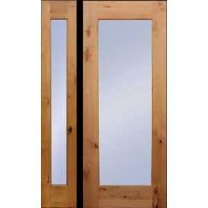  Exterior Door: Knotty Alder Full Lite with 1 Sidelite 