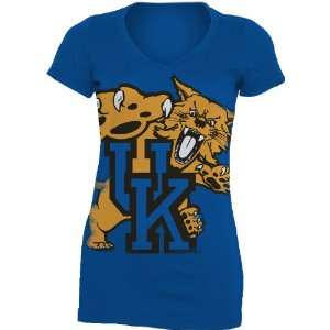  NCAA Kentucky Wildcats Gigantor Ladies V Neck Tee Shirt 