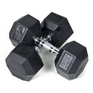    JFit Rubber Coated Hex Dumbbells   35 lb. Pair: Sports & Outdoors